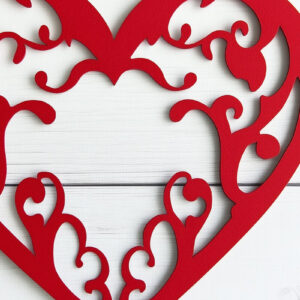 Intra απο ξύλο plywood 3mm-4mm πάχος – Κοπή χαρτιού Scalloped Heart Δίασταση  20x20 cm INTRAFABR-115547623