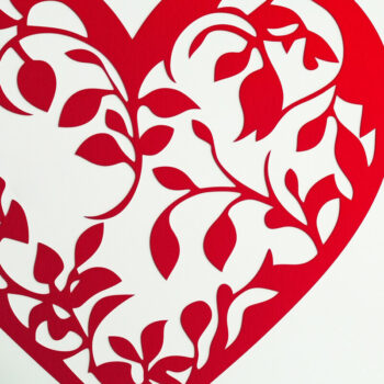 Intra απο ξύλο plywood 3mm-4mm πάχος – Κοπή χαρτιού Scalloped Heart Δίασταση  20x20 cm INTRAFABR-115545256 - Image 1