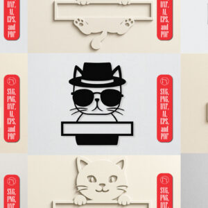 Intra απο ξύλο plywood 3mm-4mm πάχος – Paper Cut Split Cat Monogram Bundle Δίασταση 20x20 cm INTRAFABR-120035528