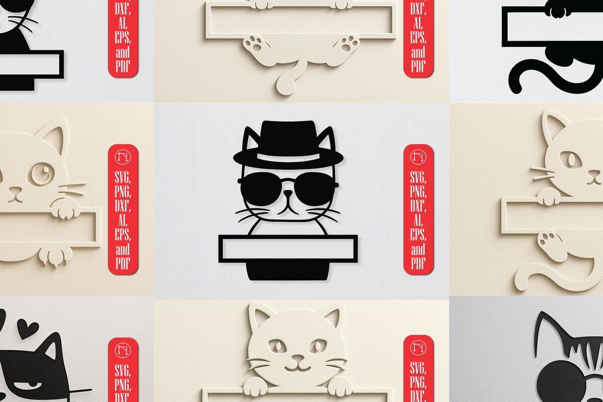 Intra απο ξύλο plywood 3mm-4mm πάχος – Paper Cut Split Cat Monogram Bundle Δίασταση  20x20 cm INTRAFABR-120035528