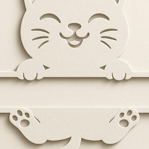 Intra απο ξύλο plywood 3mm-4mm πάχος – Paper Cut Split Cat Monogram Δίασταση 20x20 cm INTRAFABR-120015328