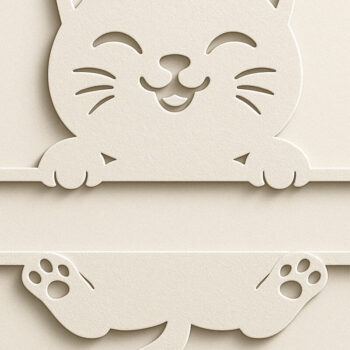 Intra απο ξύλο plywood 3mm-4mm πάχος – Paper Cut Split Cat Monogram Δίασταση  20x20 cm INTRAFABR-120015328 - Image 1