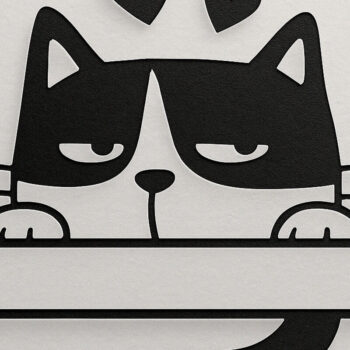 Intra απο ξύλο plywood 3mm-4mm πάχος – Paper Cut Split Cat Monogram Δίασταση  20x20 cm INTRAFABR-120030433 - Image 1