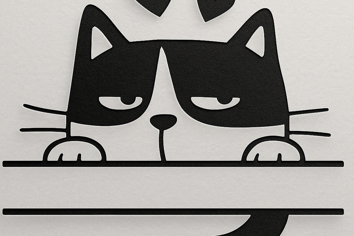 Intra απο ξύλο plywood 3mm-4mm πάχος – Paper Cut Split Cat Monogram Δίασταση  20x20 cm INTRAFABR-120030433