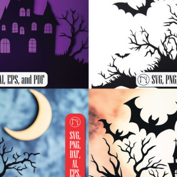 Intra απο ξύλο plywood 3mm-4mm πάχος – Δέσμη με κομμένο χαρτί Spooky Haunted House Δίασταση 20x20 cm INTRAFABR-106609283 - Image 1