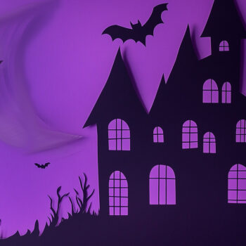 Intra απο ξύλο plywood 3mm-4mm πάχος – Δέσμη με κομμένο χαρτί Spooky Haunted House Δίασταση 20x20 cm INTRAFABR-106609283 - Image 2