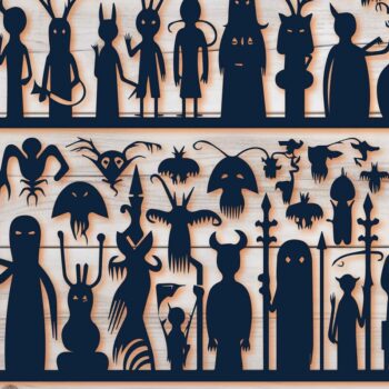 Intra απο ξύλο plywood 3mm-4mm πάχος – Πακέτο με κομμένο χαρτί Spooky Silhouettes Δίασταση  20x20 cm INTRAFABR-81033609 - Image 1