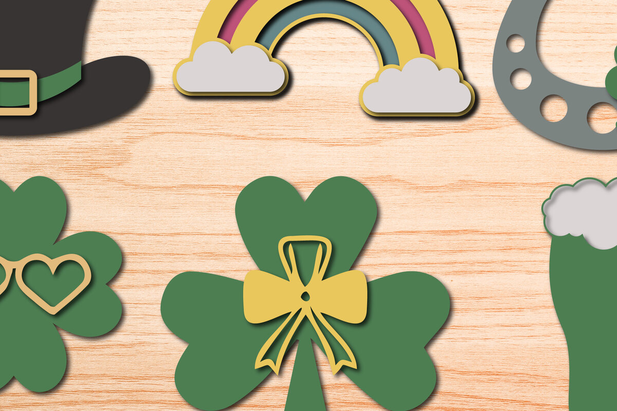 Intra απο ξύλο plywood 3mm-4mm πάχος – Πακέτο Paper Cut St Patrick’s Day Δίασταση  20x20 cm INTRAFABR-25311480
