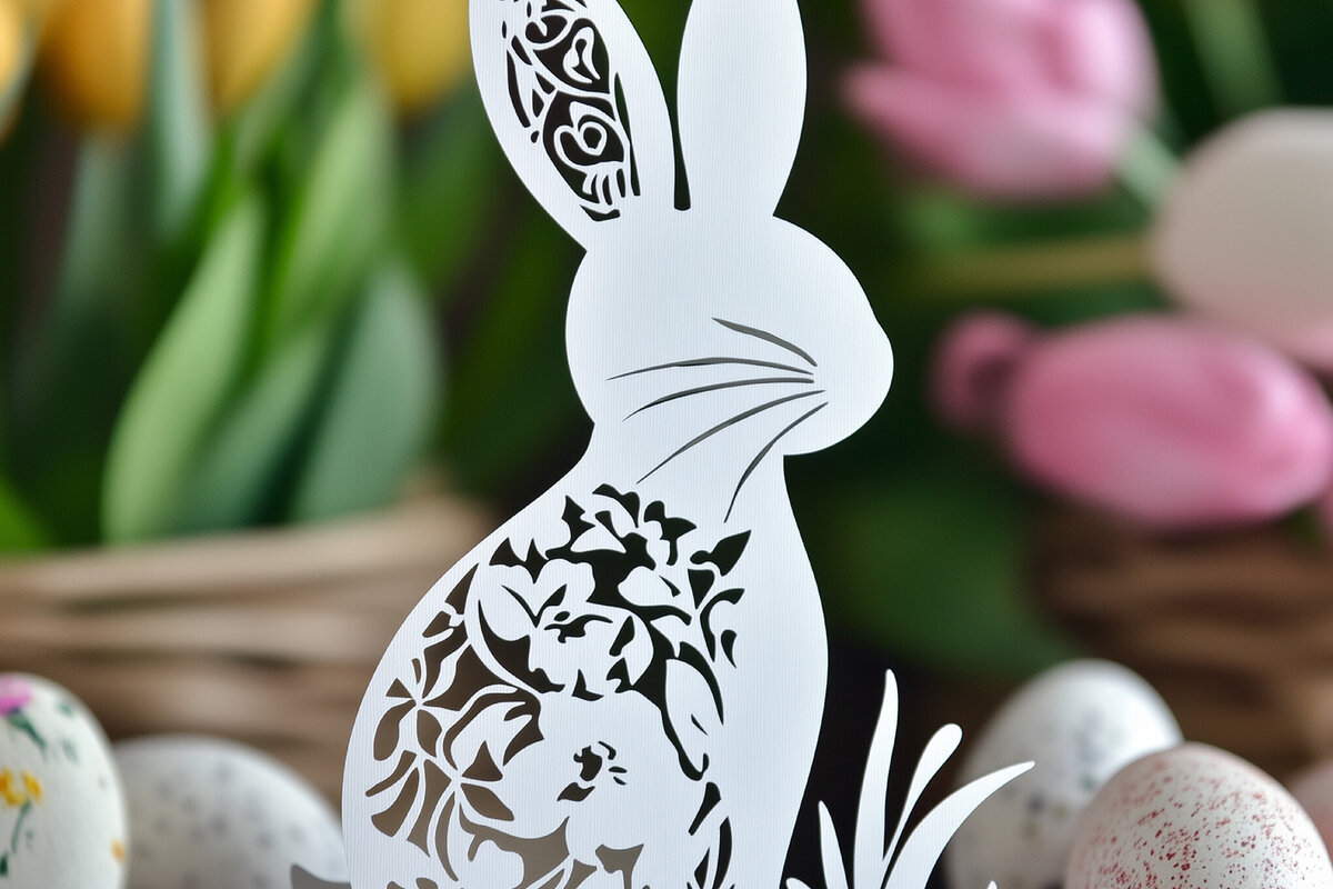 Intra απο ξύλο plywood 3mm-4mm πάχος – Paper Cut Standing Bunny Δίασταση  20x20 cm INTRAFABR-117108291