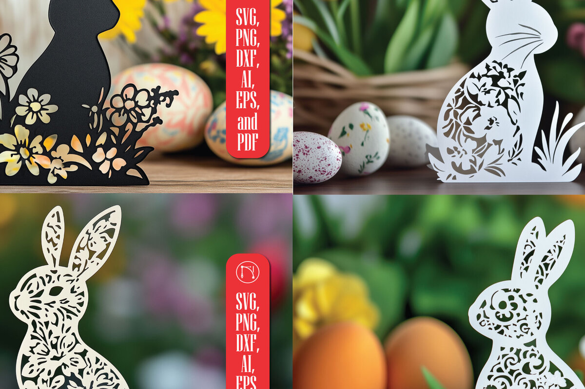 Intra απο ξύλο plywood 3mm-4mm πάχος – Paper Cut Standing Bunny Δίασταση  20x20 cm INTRAFABR-117108490