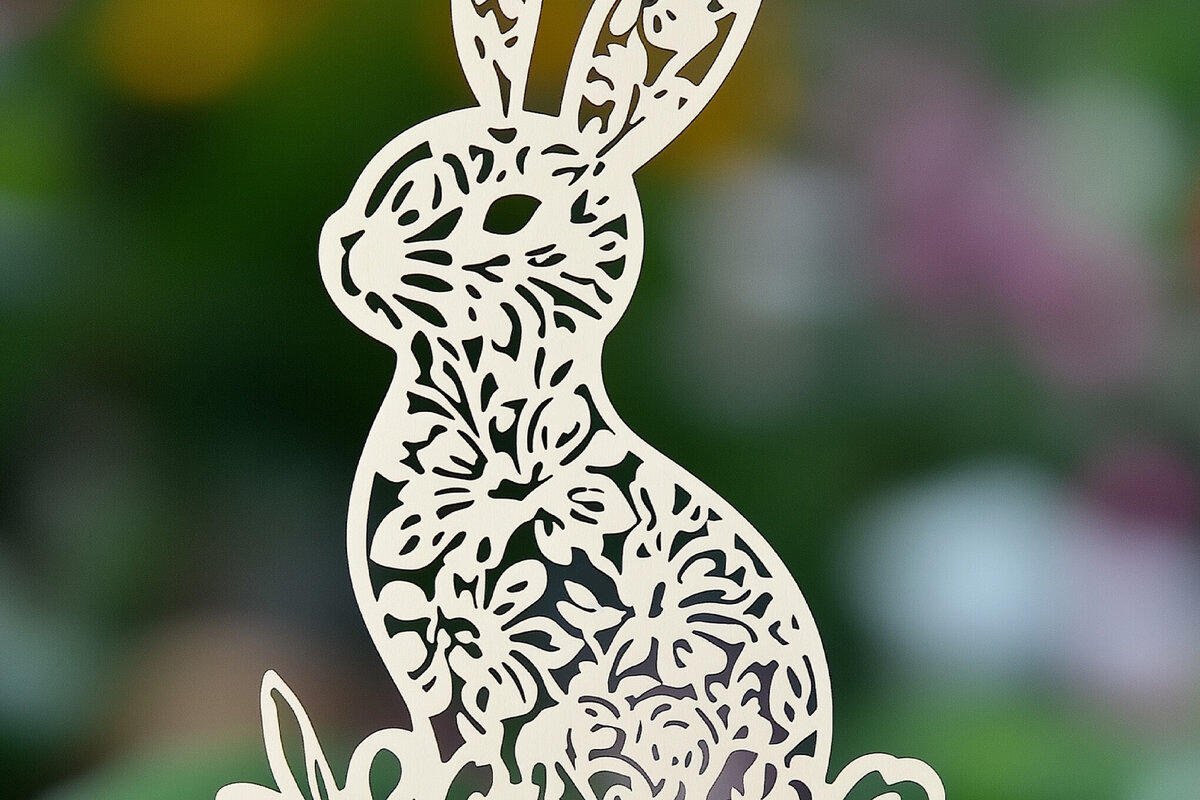 Intra απο ξύλο plywood 3mm-4mm πάχος – Paper Cut Standing Bunny Δίασταση  20x20 cm INTRAFABR-117252269