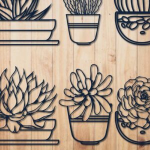 Intra απο ξύλο plywood 3mm-4mm πάχος – Paper Cut Succulents Bundle Δίασταση  20x20 cm INTRAFABR-31125123