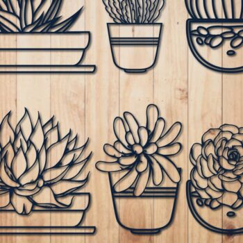 Intra απο ξύλο plywood 3mm-4mm πάχος – Paper Cut Succulents Bundle Δίασταση  20x20 cm INTRAFABR-31125123 - Image 1