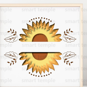 Intra απο ξύλο plywood 3mm-4mm πάχος – Χαρτί κομμένο Sunflower, Shadow Box Δίασταση  20x20 cm INTRAFABR-75484457 - Image 1