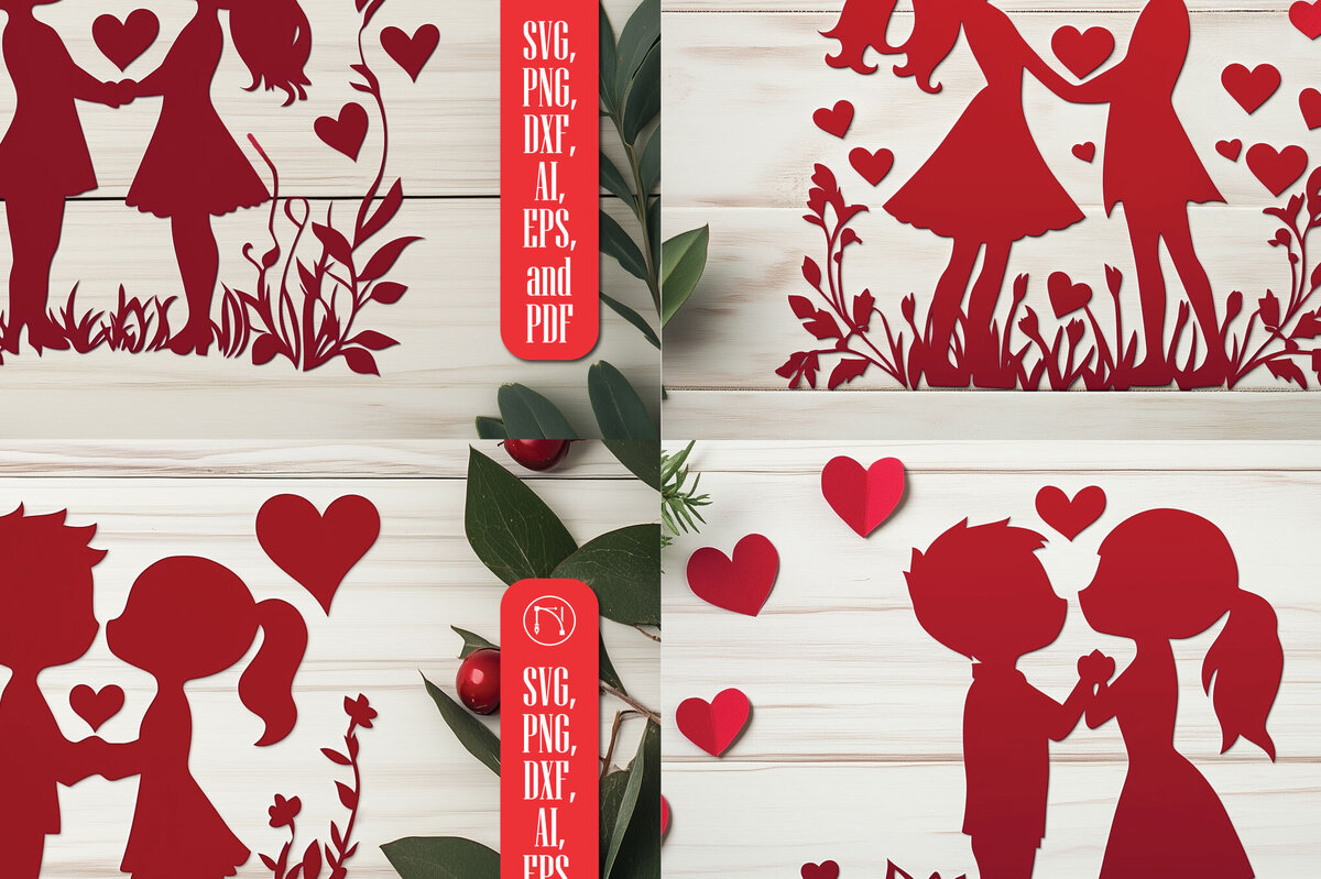 Intra απο ξύλο plywood 3mm-4mm πάχος – Paper Cut Valentine Couple Bundle Δίασταση  20x20 cm INTRAFABR-111733460
