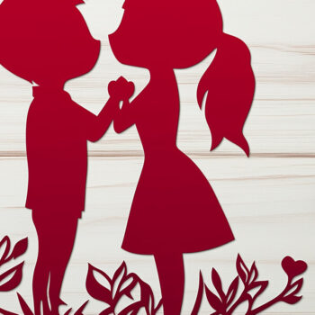 Intra απο ξύλο plywood 3mm-4mm πάχος – Paper Cut Valentine Couple Δίασταση  20x20 cm INTRAFABR-111722148 - Image 1