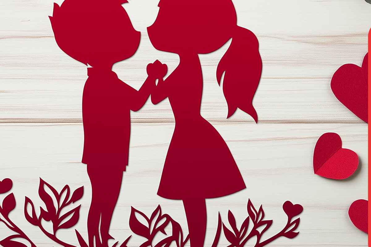 Intra απο ξύλο plywood 3mm-4mm πάχος – Paper Cut Valentine Couple Δίασταση  20x20 cm INTRAFABR-111722148