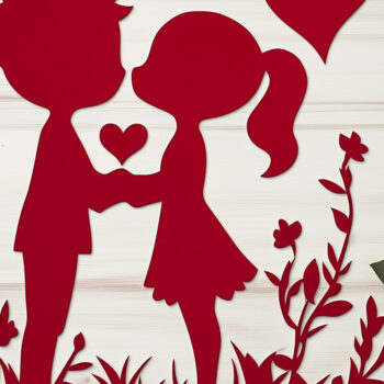 Intra απο ξύλο plywood 3mm-4mm πάχος – Paper Cut Valentine Couple Δίασταση  20x20 cm INTRAFABR-111729653 - Image 1