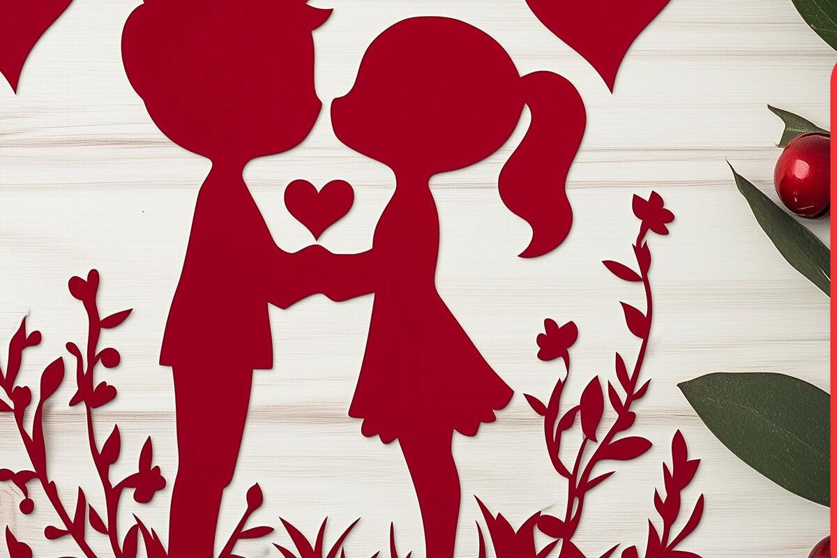 Intra απο ξύλο plywood 3mm-4mm πάχος – Paper Cut Valentine Couple Δίασταση  20x20 cm INTRAFABR-111729653