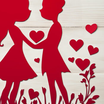 Intra απο ξύλο plywood 3mm-4mm πάχος – Paper Cut Valentine Couple Δίασταση  20x20 cm INTRAFABR-111733159 - Image 1