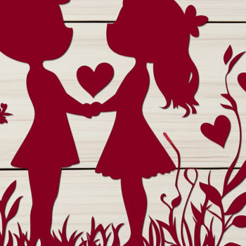 Intra απο ξύλο plywood 3mm-4mm πάχος – Paper Cut Valentine Couple Δίασταση  20x20 cm INTRAFABR-111721818 - Image 1
