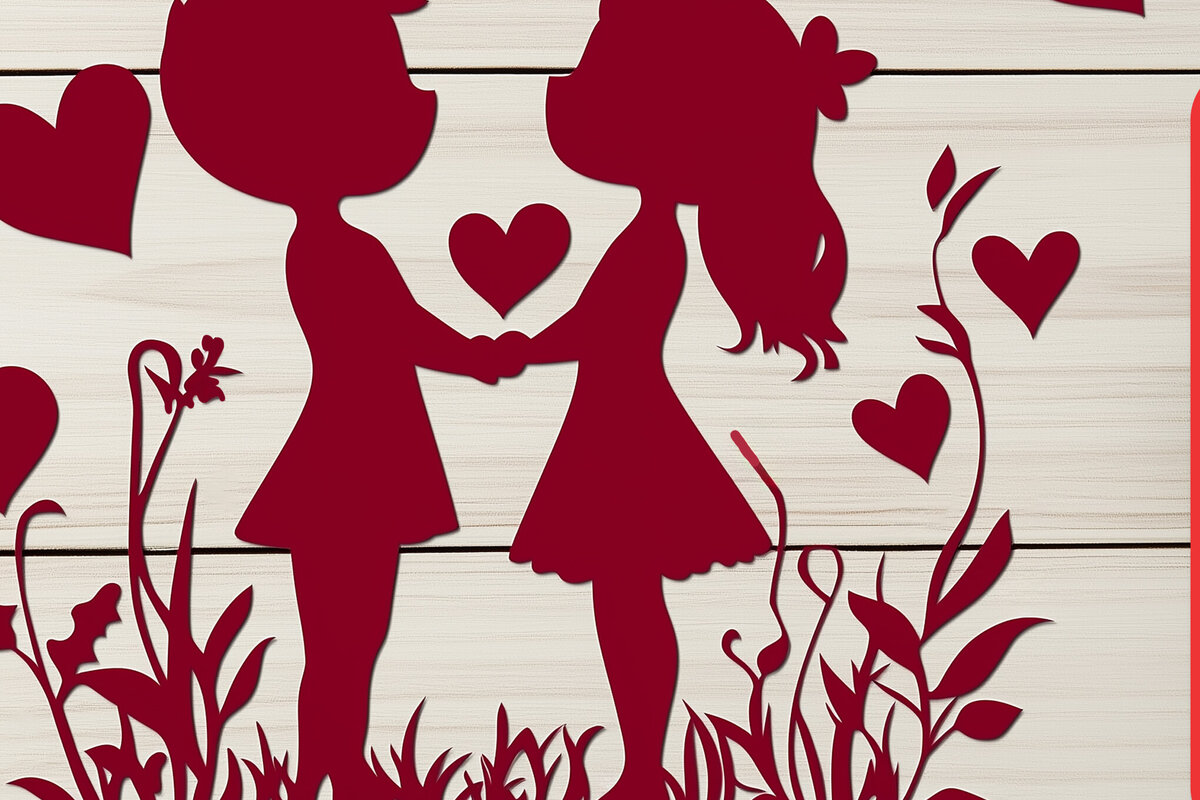 Intra απο ξύλο plywood 3mm-4mm πάχος – Paper Cut Valentine Couple Δίασταση  20x20 cm INTRAFABR-111721818