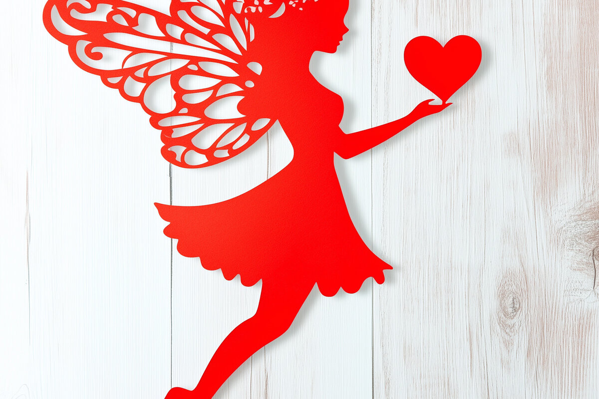 Intra απο ξύλο plywood 3mm-4mm πάχος – Paper Cut Valentine Fairy Δίασταση  20x20 cm INTRAFABR-112809952