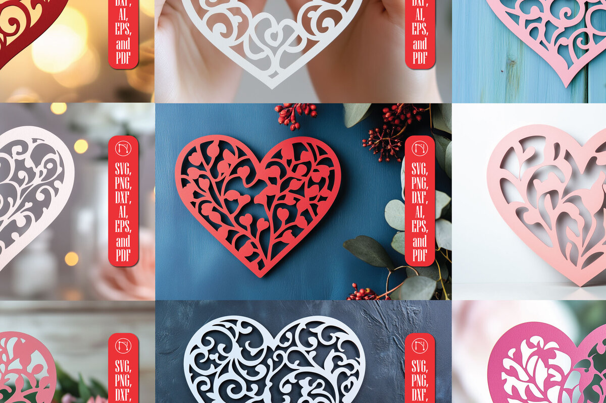 Intra απο ξύλο plywood 3mm-4mm πάχος – Πακέτο Paper Cut Valentine Hearts Δίασταση  20x20 cm INTRAFABR-112519566