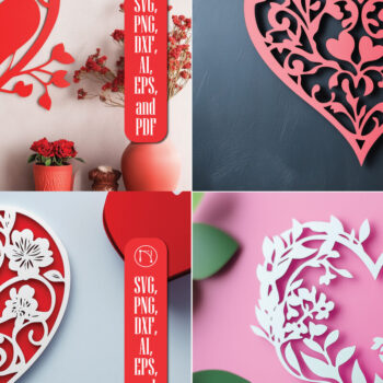 Intra απο ξύλο plywood 3mm-4mm πάχος – Πακέτο Paper Cut Valentine Hearts Δίασταση  20x20 cm INTRAFABR-112425273 - Image 1