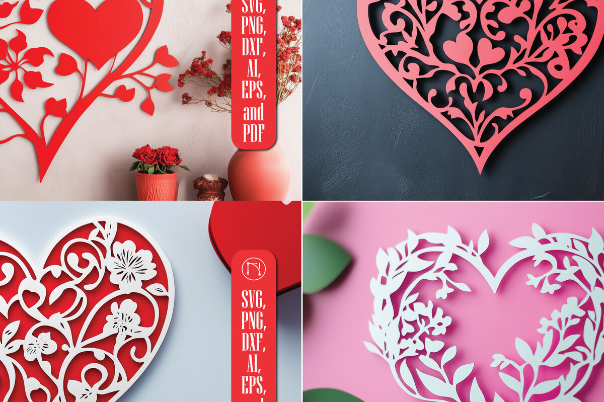 Intra απο ξύλο plywood 3mm-4mm πάχος – Πακέτο Paper Cut Valentine Hearts Δίασταση  20x20 cm INTRAFABR-112425273