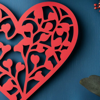 Intra απο ξύλο plywood 3mm-4mm πάχος – Paper Cut Valentine Hearts Δίασταση  20x20 cm INTRAFABR-112497590 - Image 1