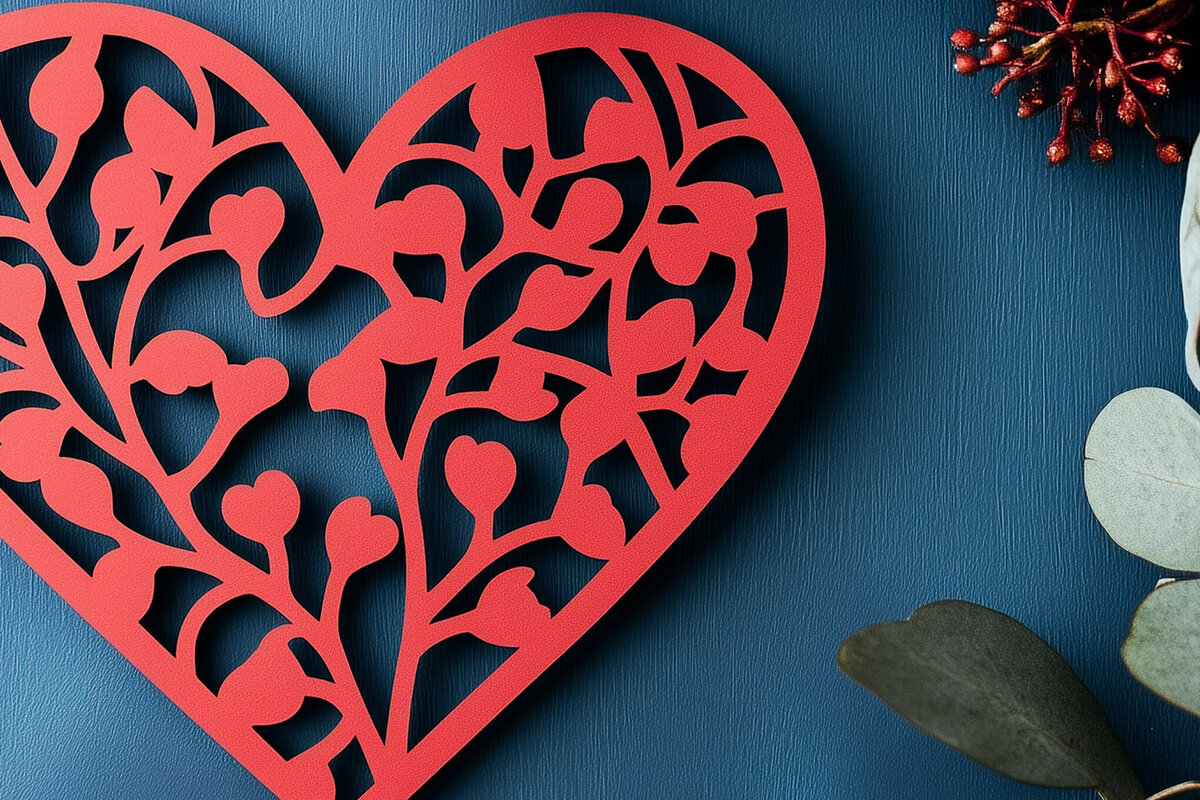 Intra απο ξύλο plywood 3mm-4mm πάχος – Paper Cut Valentine Hearts Δίασταση  20x20 cm INTRAFABR-112497590