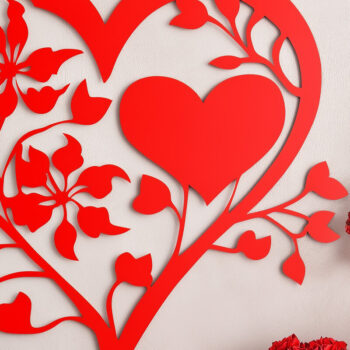 Intra απο ξύλο plywood 3mm-4mm πάχος – Paper Cut Valentine Hearts Δίασταση  20x20 cm INTRAFABR-112424575 - Image 1