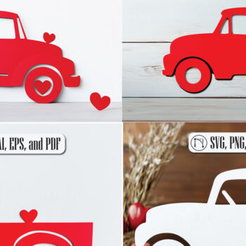 Intra απο ξύλο plywood 3mm-4mm πάχος – Πακέτο Truck Valentines Cut Paper Cut Δίασταση  20x20 cm INTRAFABR-115308215 - Image 1
