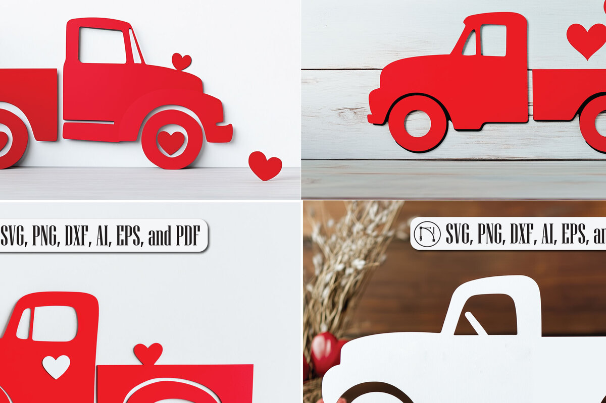 Intra απο ξύλο plywood 3mm-4mm πάχος – Πακέτο Truck Valentines Cut Paper Cut Δίασταση  20x20 cm INTRAFABR-115308215