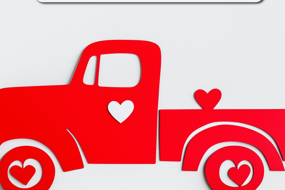 Intra απο ξύλο plywood 3mm-4mm πάχος – Paper Cut Valentines Truck Δίασταση  20x20 cm INTRAFABR-115304984