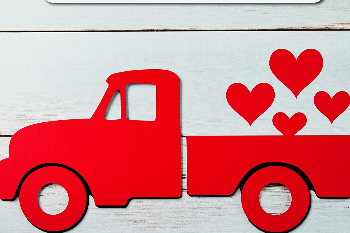 Intra απο ξύλο plywood 3mm-4mm πάχος – Paper Cut Valentines Truck Δίασταση  20x20 cm INTRAFABR-115307961