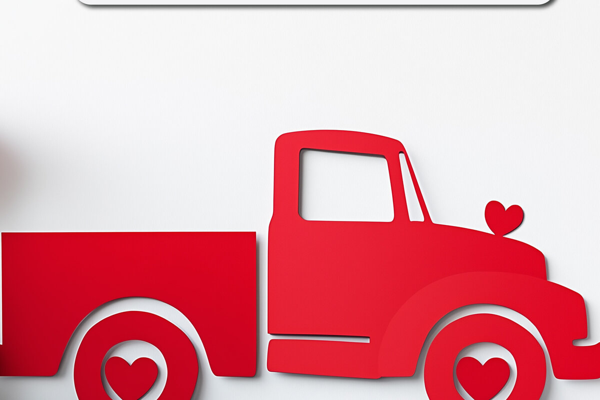 Intra απο ξύλο plywood 3mm-4mm πάχος – Paper Cut Valentines Truck Δίασταση  20x20 cm INTRAFABR-115303610