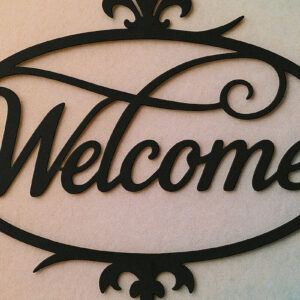 Intra απο ξύλο plywood 3mm-4mm πάχος – Paper Cut Sign Welcome Δίασταση  40x30 cm INTRAFABR-119970067