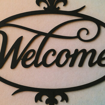 Intra απο ξύλο plywood 3mm-4mm πάχος – Paper Cut Sign Welcome Δίασταση  40x30 cm INTRAFABR-119970067 - Image 1