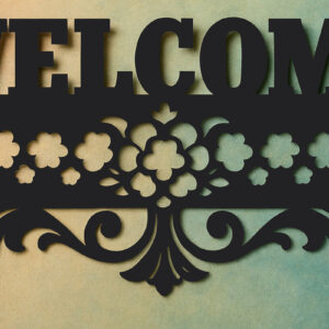 Intra απο ξύλο plywood 3mm-4mm πάχος – Paper Cut Sign Welcome Δίασταση  40x30 cm INTRAFABR-119969709