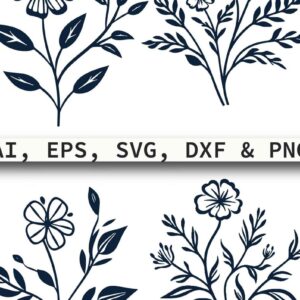 Intra απο ξύλο plywood 3mm-4mm πάχος – Paper Cut Wildflower Bundle Δίασταση  20x20 cm INTRAFABR-80508091