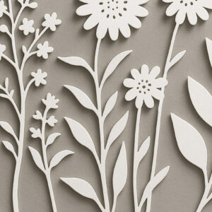 Intra απο ξύλο plywood 3mm-4mm πάχος – Paper Cut Wildflower Δίασταση  20x20 cm INTRAFABR-120360512