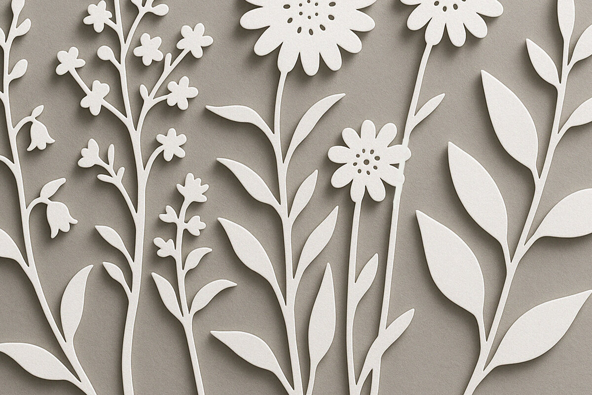 Intra απο ξύλο plywood 3mm-4mm πάχος – Paper Cut Wildflower Δίασταση  20x20 cm INTRAFABR-120360512