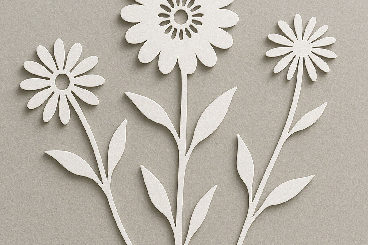 Intra απο ξύλο plywood 3mm-4mm πάχος – Paper Cut Wildflower Δίασταση  20x20 cm INTRAFABR-120360984