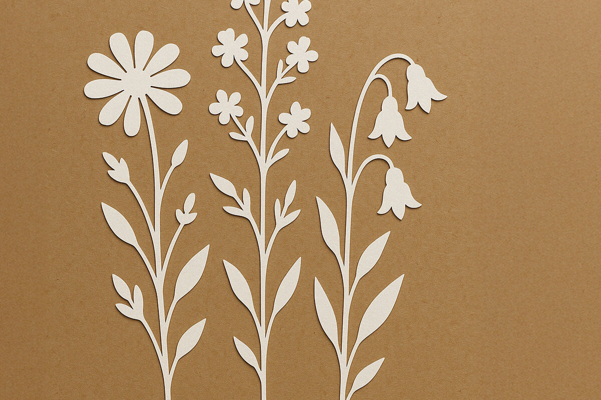 Intra απο ξύλο plywood 3mm-4mm πάχος – Paper Cut Wildflower Δίασταση  20x20 cm INTRAFABR-120362908