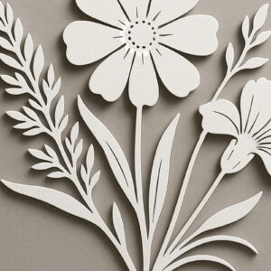 Intra απο ξύλο plywood 3mm-4mm πάχος – Paper Cut Wildflower Δίασταση  20x20 cm INTRAFABR-120360152