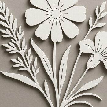 Intra απο ξύλο plywood 3mm-4mm πάχος – Paper Cut Wildflower Δίασταση  20x20 cm INTRAFABR-120360152 - Image 1