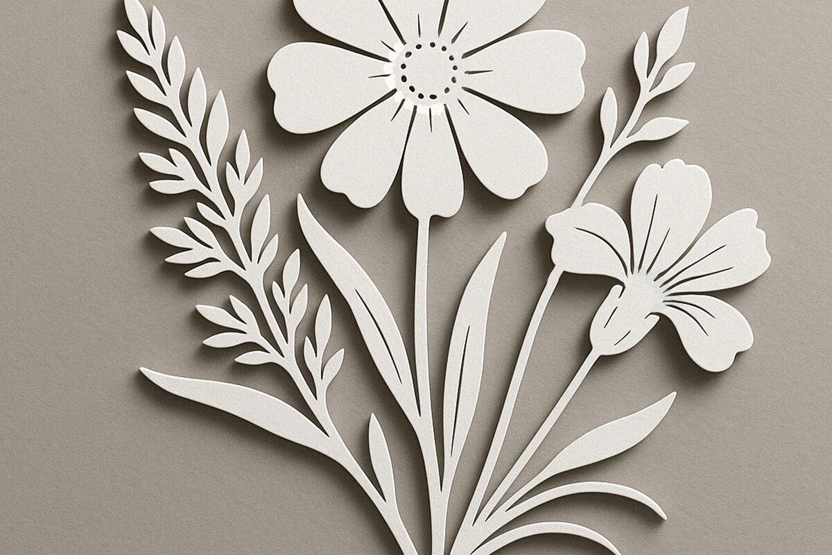 Intra απο ξύλο plywood 3mm-4mm πάχος – Paper Cut Wildflower Δίασταση  20x20 cm INTRAFABR-120360152