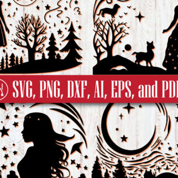 Intra απο ξύλο plywood 3mm-4mm πάχος – Πακέτο Paper Cut Witchy Wonders Δίασταση  20x20 cm INTRAFABR-81181707 - Image 1